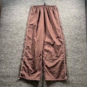 Unbranded Brown Wide Leg Track Pants Windbreaker Piping Mens Large